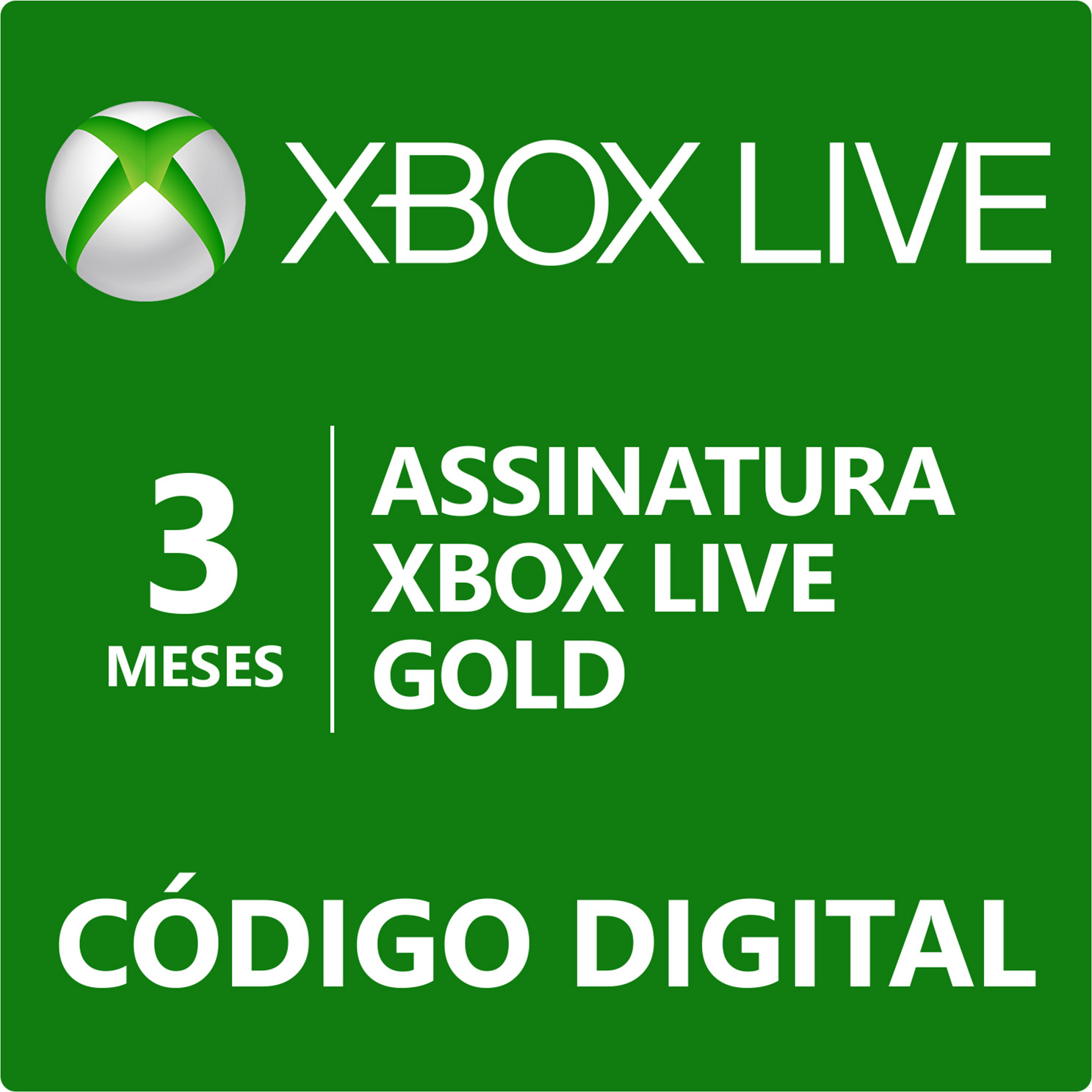 Assinatura Xbox Live Gold de 3 meses (Código Digital)