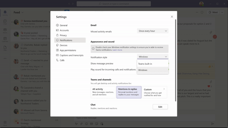 Microsoft teams on the desktop will use native os notifications by default for new users - onmsft. Com - july 21, 2021
