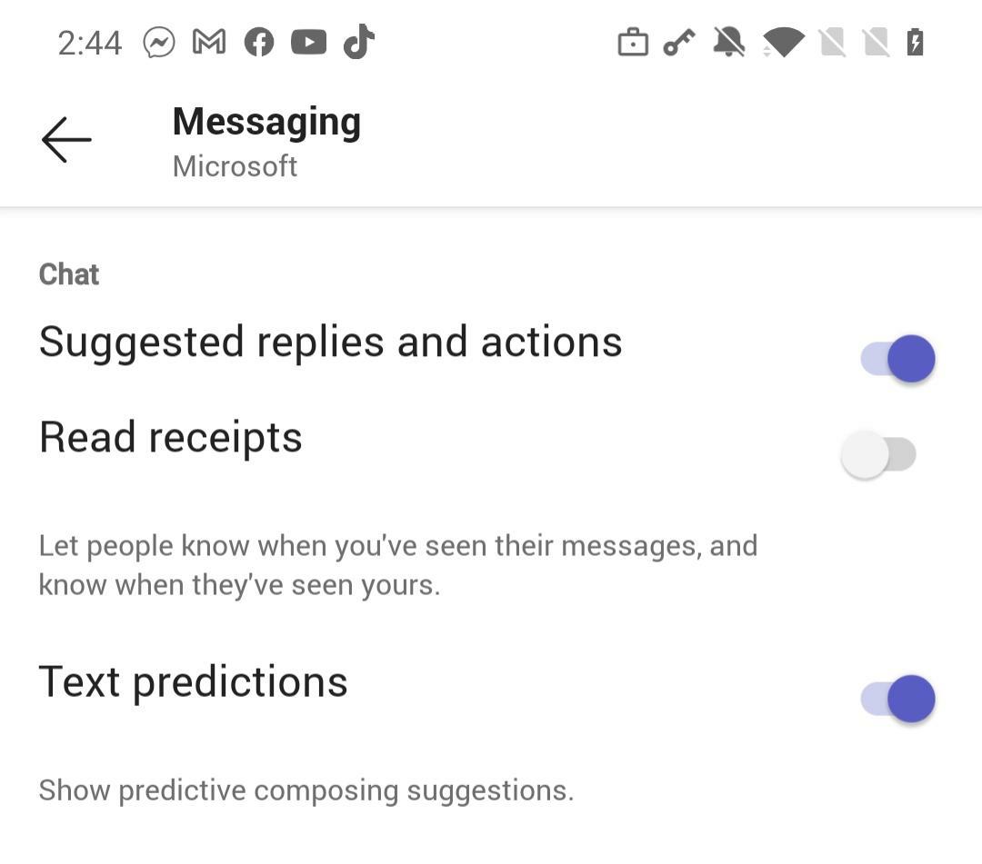 Teams Android Text Predictions