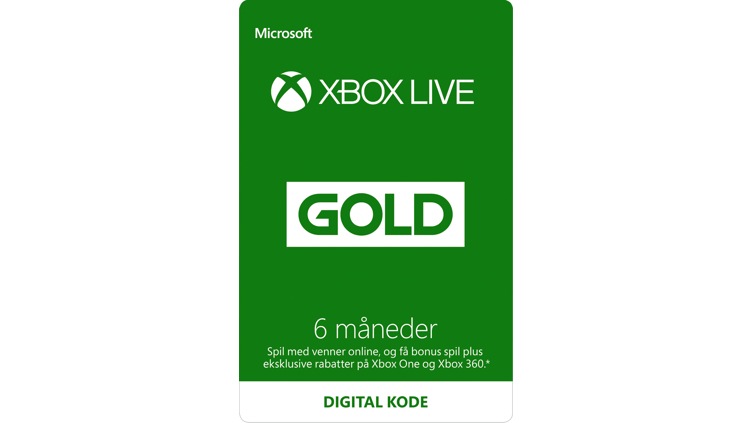 6 måneders Xbox Live Gold-medlemskab (digital kode)