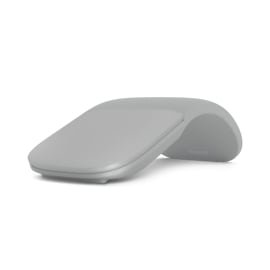 Surface Arc Mouse in Platin Grau: Schrägansicht von vorne.