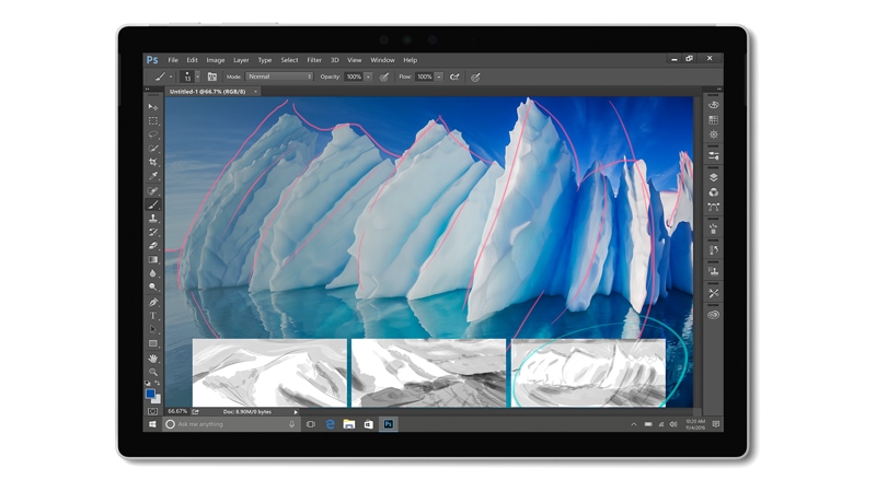 Surface Pro exécutant Photoshop 