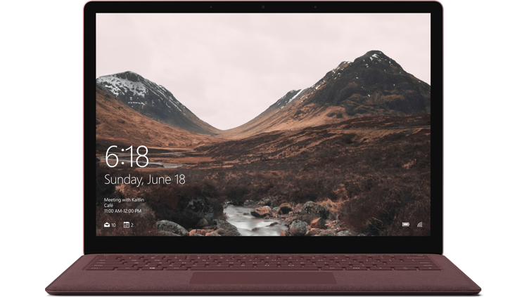 Burgundy Surface Laptop viewed from the front