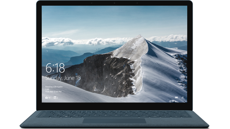 A surface laptop in working state with the front view