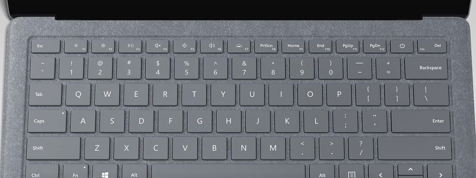 Close up of gray Surface Laptop keyboard