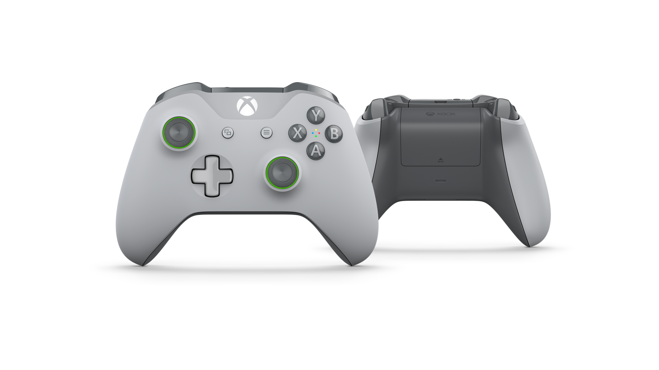 grey and green xbox controller