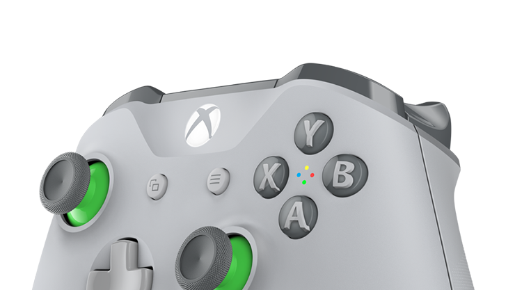 grey and green xbox controller