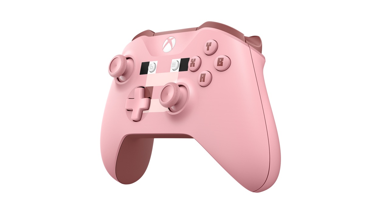 Right angle view of Xbox Wireless Controller – Minecraft Pig