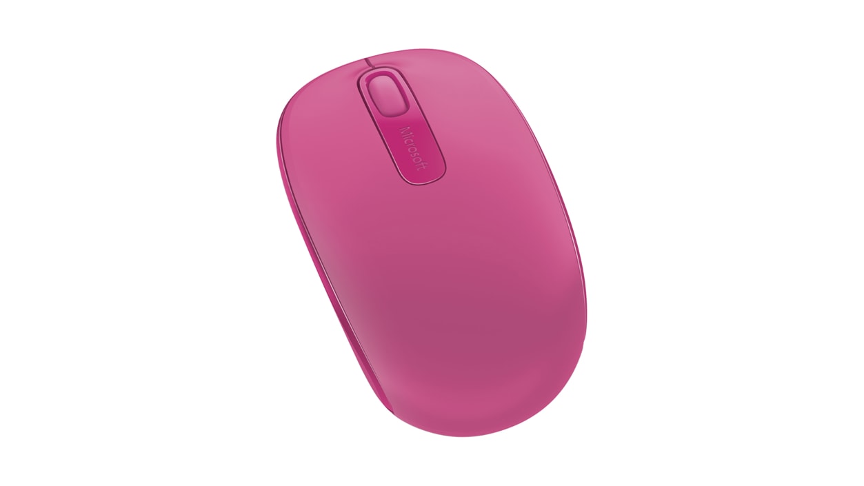 Top view of Magenta Pink Microsoft Wireless Mobile Mouse 1850.