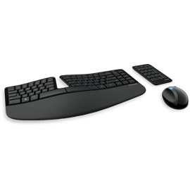 Microsoft Sculpt Ergonomic Desktop keyboard, number pad, and mouse