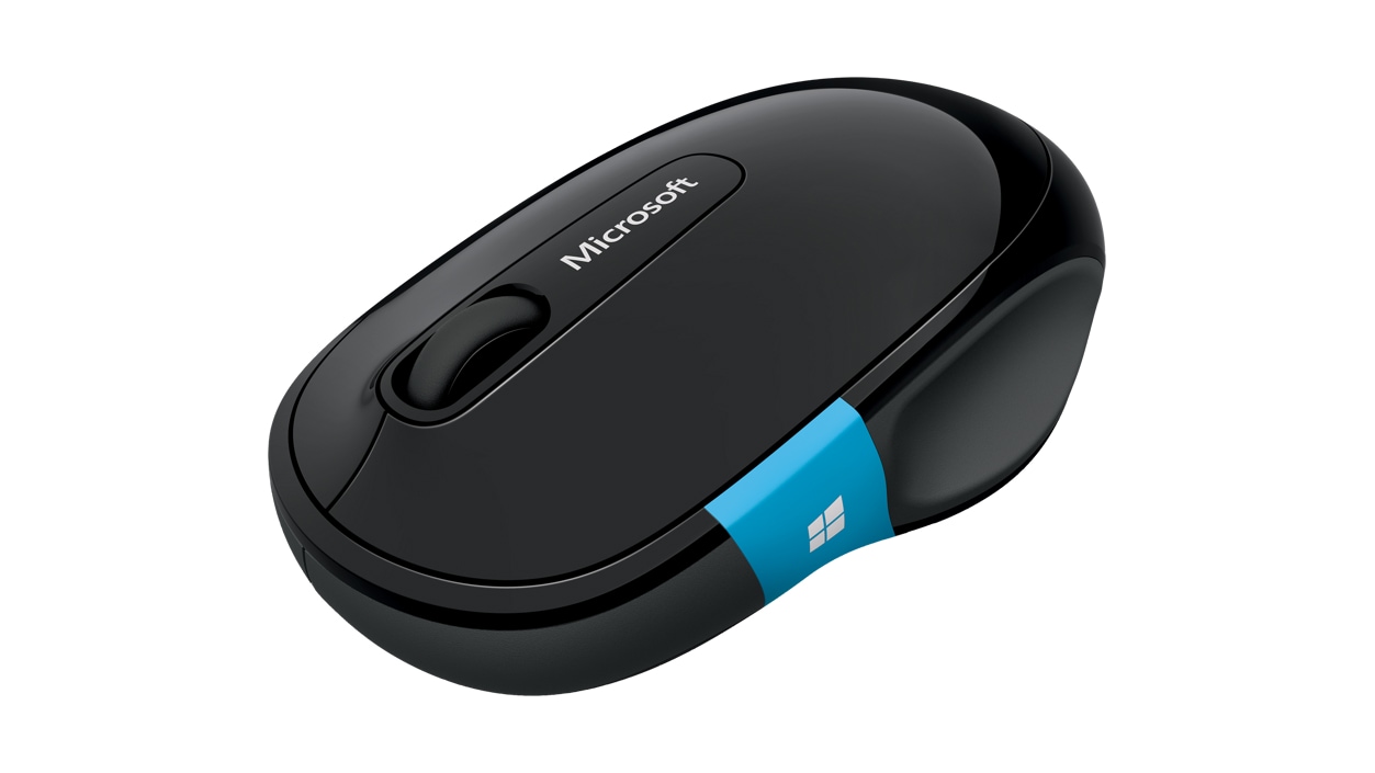 Angled front view of the Microsoft Sculpt Comfort Mouse.
