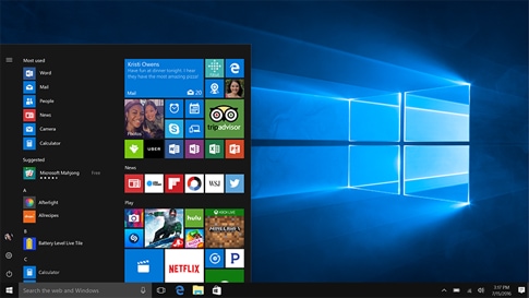 Windows User Interface with start screen | Interface utilisateur Windows avec écran de démarrage
