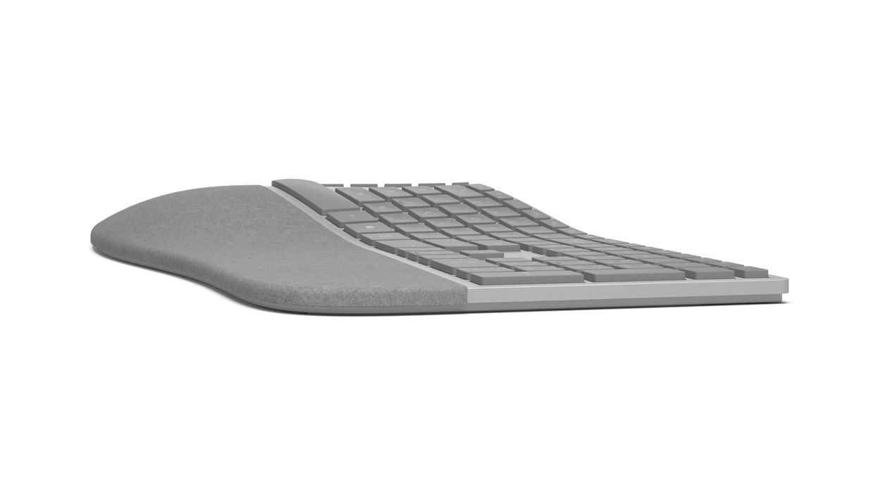 Right side view of the Surface Ergonomic Keyboard in Gray.