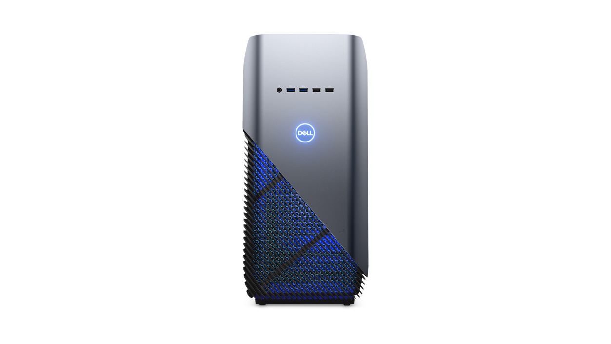 Dell Inspiron Gaming Desktop 5680 frontal view with blue LEDs visible