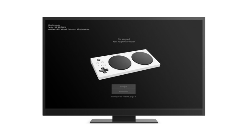 A computer monitor showing an Xbox Adaptive Controller