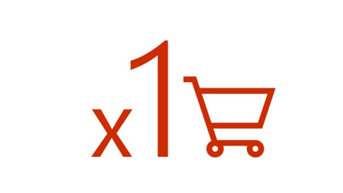 Shopping cart with 1× beside it