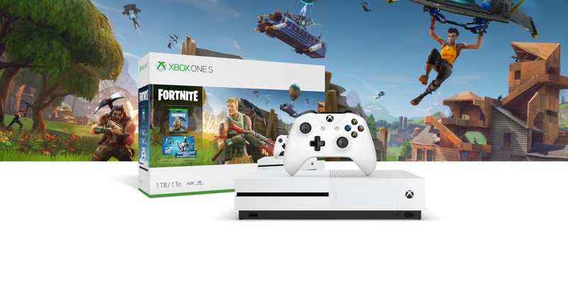 Pack Xbox One S Fortnite 1 To Xbox One - console xbox one s devant une boite de materiel contenant battlefield v art