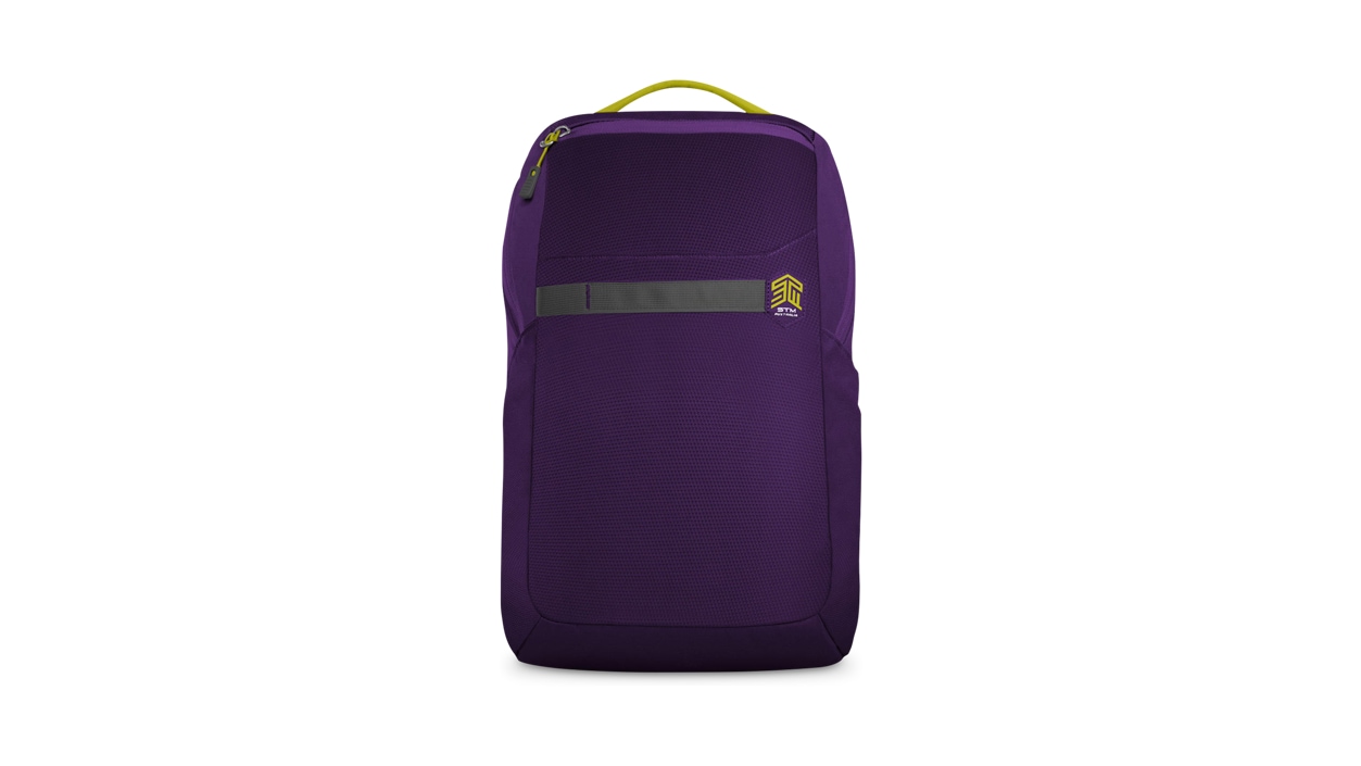 Front view of the STM Saga Backpack in Purple