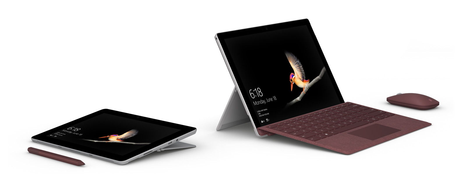 Surface Go in tablet and laptop mode.