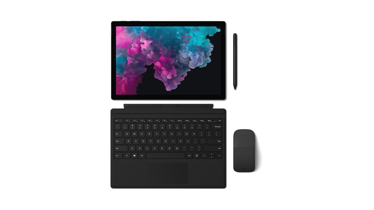 Black Top Down with Pen, Type Cover, and Mouse