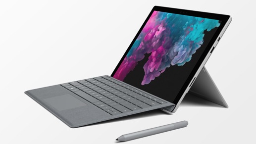 Surface Pro 6 in laptop mode with the Type Cover keyboard and Surface Pen