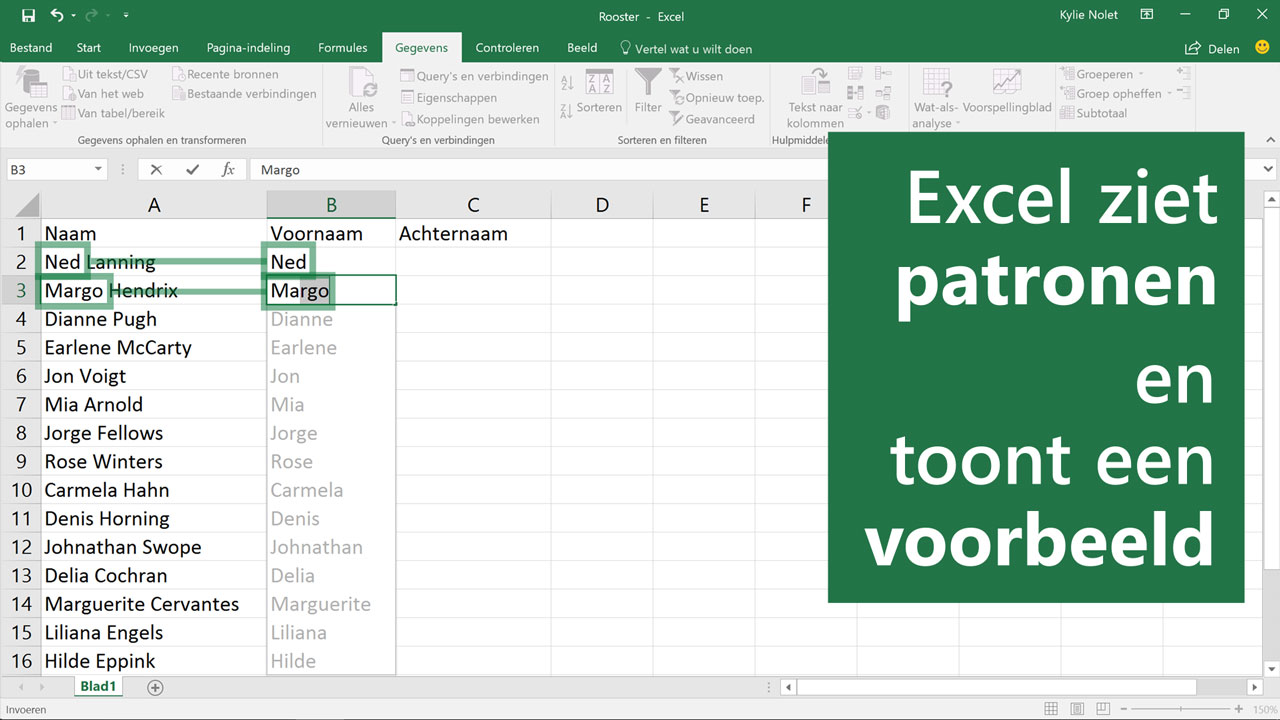 Modieus Voornaamwoord deeltje Snel aanvullen gebruiken in Excel - Microsoft Ondersteuning