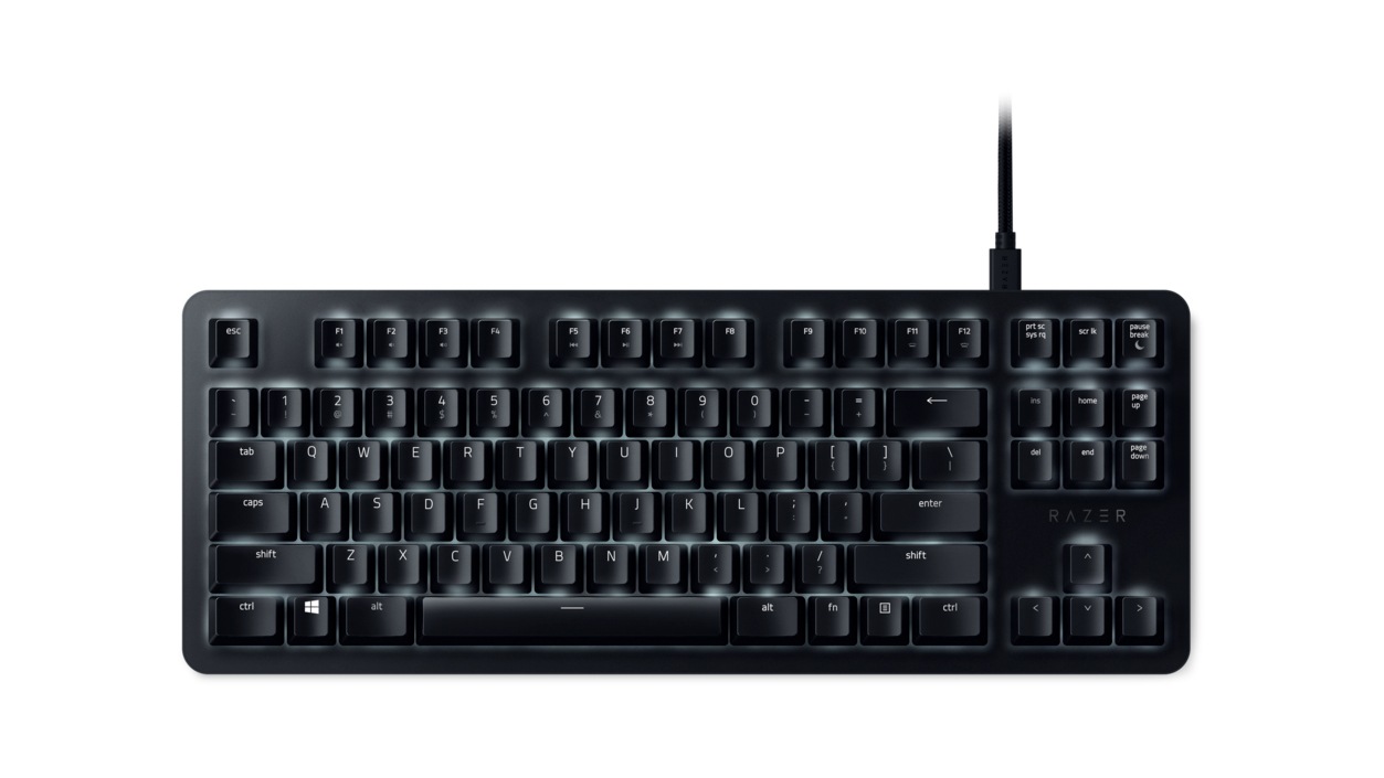 A top down view of the Razer Black Widow Lite Keyboard.