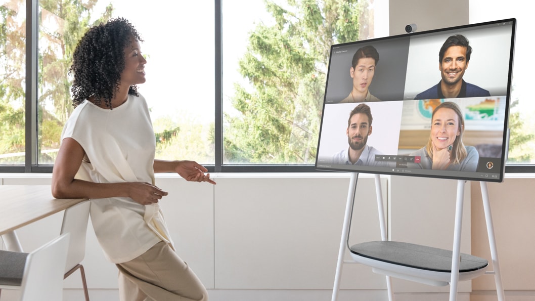 A women using Surface Hub 2 Camera
