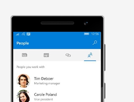 Close-up photograph of Outlook screen on a mobile device