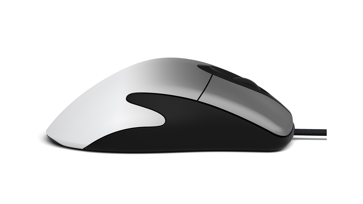 Right side view of Microsoft Pro IntelliMouse in Shadow White
