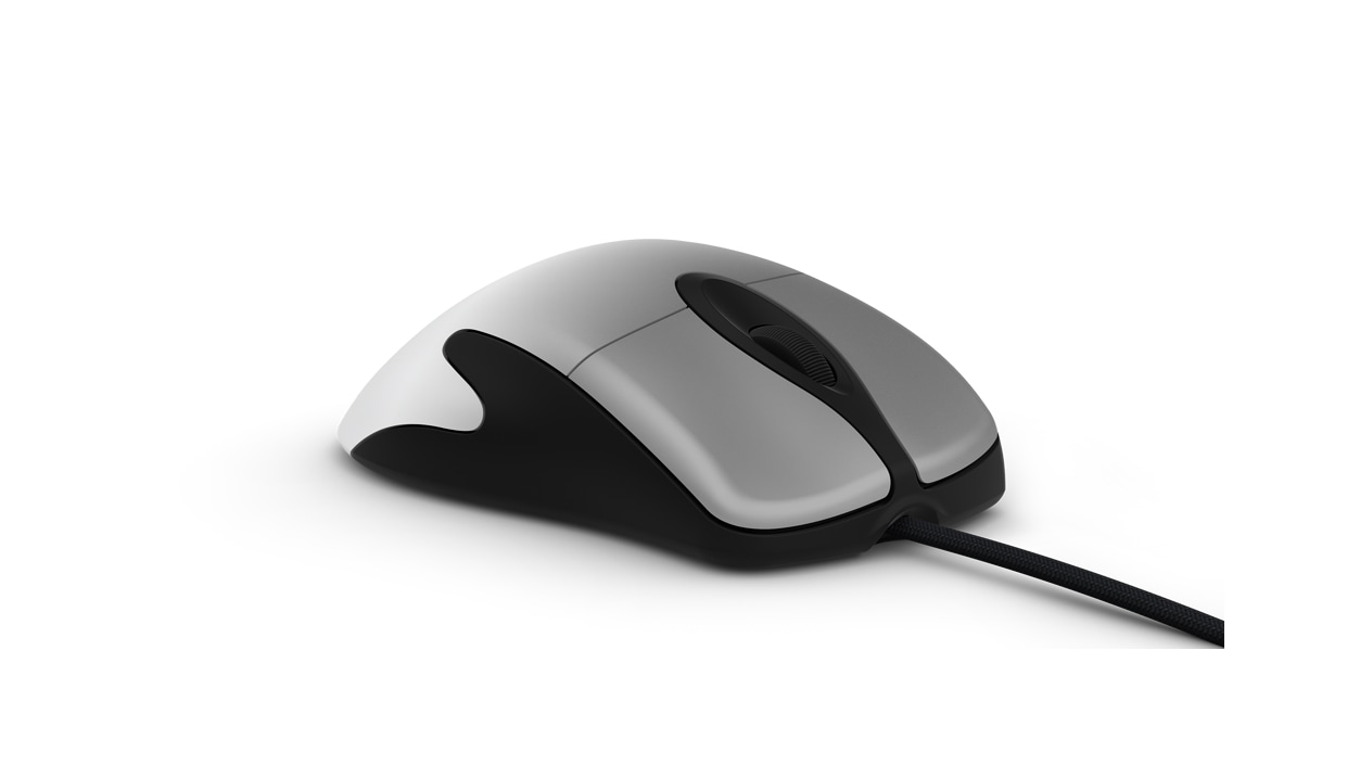 Front right view of Microsoft Pro IntelliMouse in Shadow White