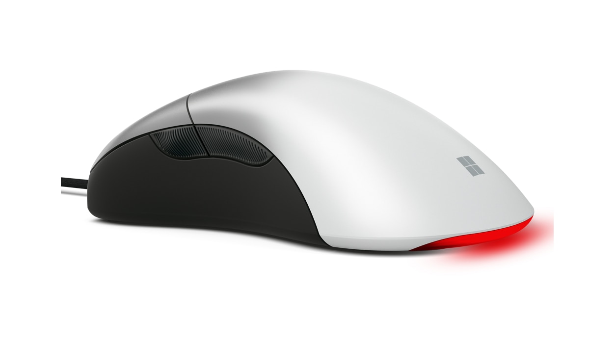 Left side view of Microsoft Pro IntelliMouse in Shadow White