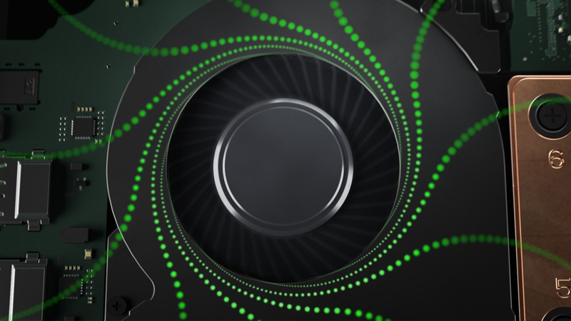 A close up of the fan in the Razer Blade 15 Max-Q Gaming Laptop