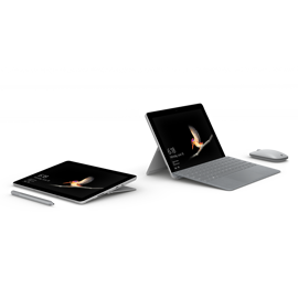 Pair of Surface Go devices with Surface Go signature type cover and Surface Pen