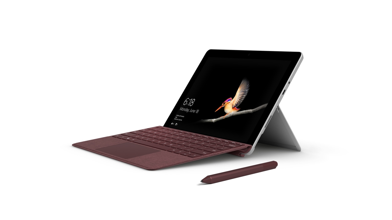 Surface Go at an angle with a Surface Pen