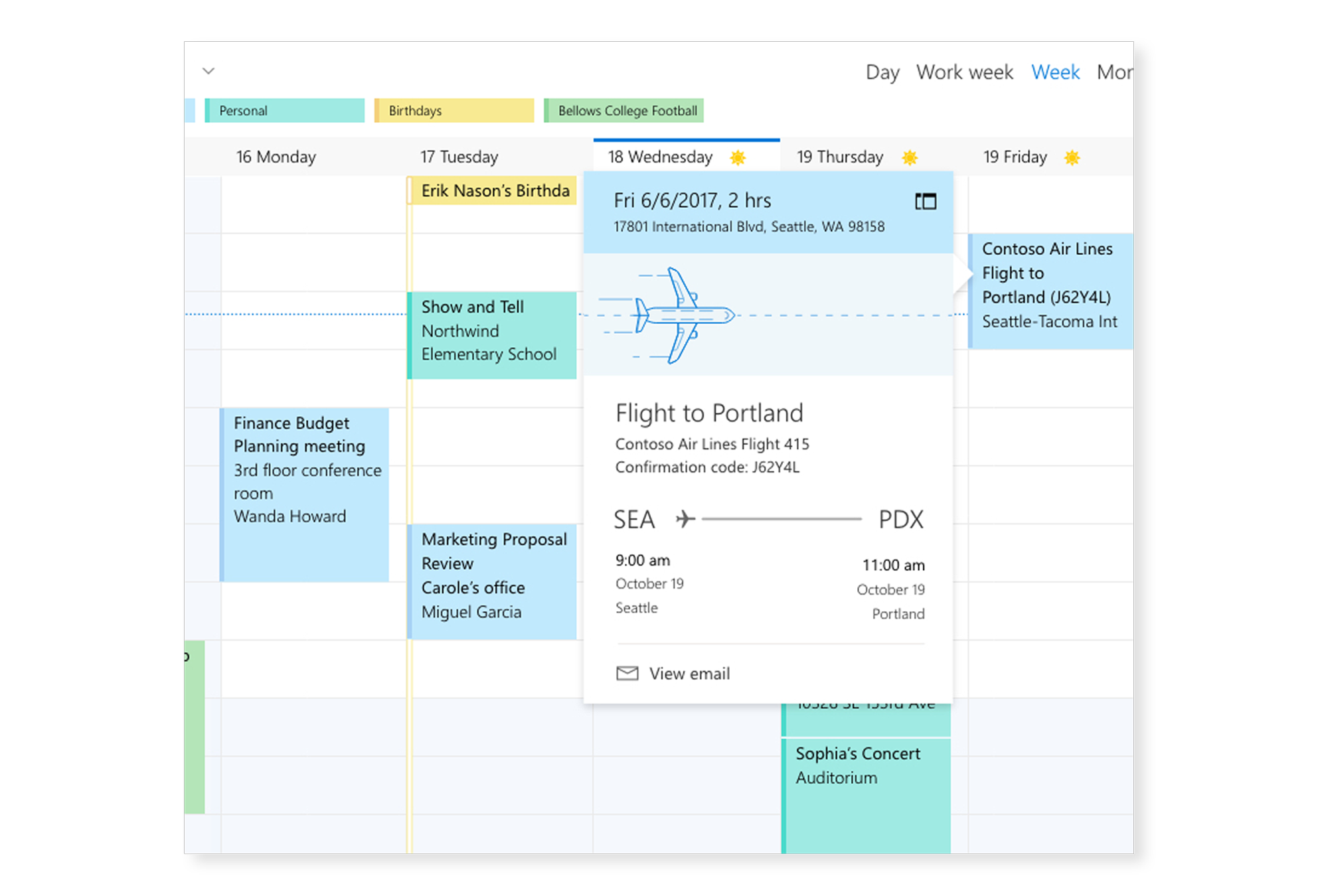 Partial screenshot of an Outlook calendar showing a preview of a calendar event