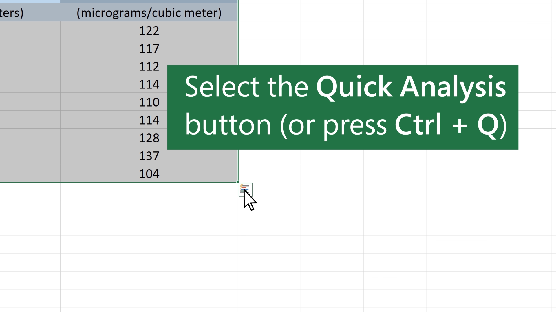 Excel quick analysis tool mac