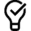 Icon of a lightbulb with a checkmark. 