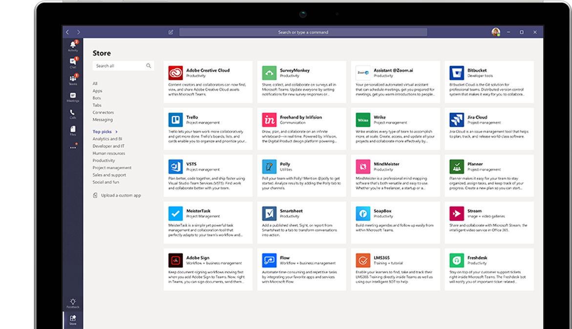 Microsoft App Store displayed in Teams