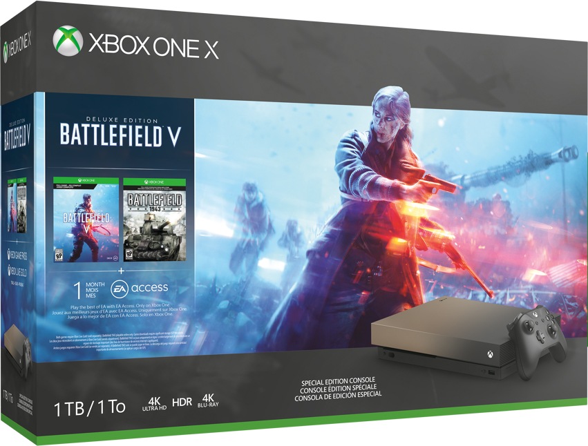 Xbox One X 1tb Console Gold Rush Special Edition Battlefield V Bundle