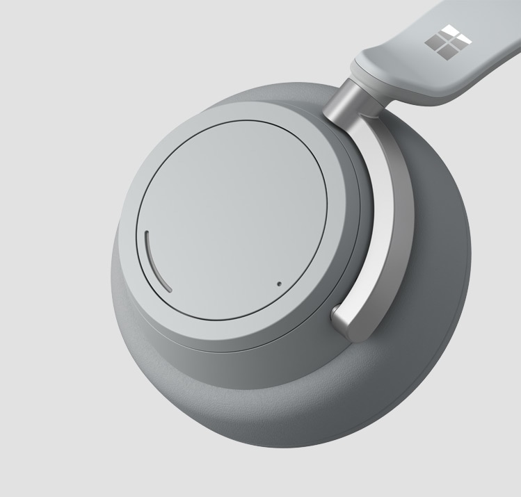 A close-up of one ear cup of Surface Headphones