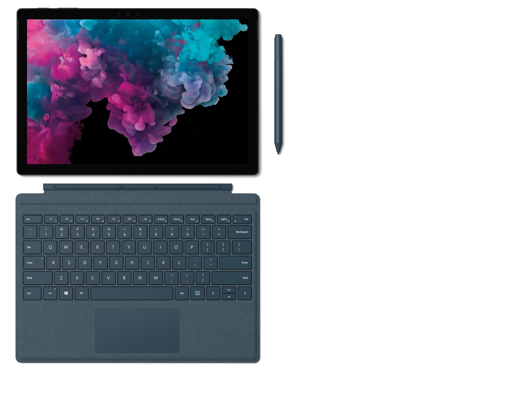 Surface Pro 6 with Surface Type Cover, Surface Pen and Surface Arc Mouse. 