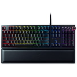 Front view of Razer Huntsman Elite Opto-Mechanical Gaming Keyboard with back light off