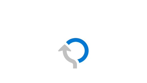 Изогнутая светло-серая стрелка и изогнутая сплошная синяя линия, показанные вместе, образуют круг, означающий процесс настройки