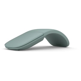 Angled view of sage Microsoft Arc Mouse