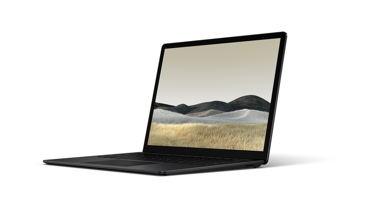 Surface Laptop 3 in Black color angled view.