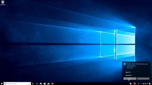 Still image from how-to video on Windows 10 Focus Assist feature.