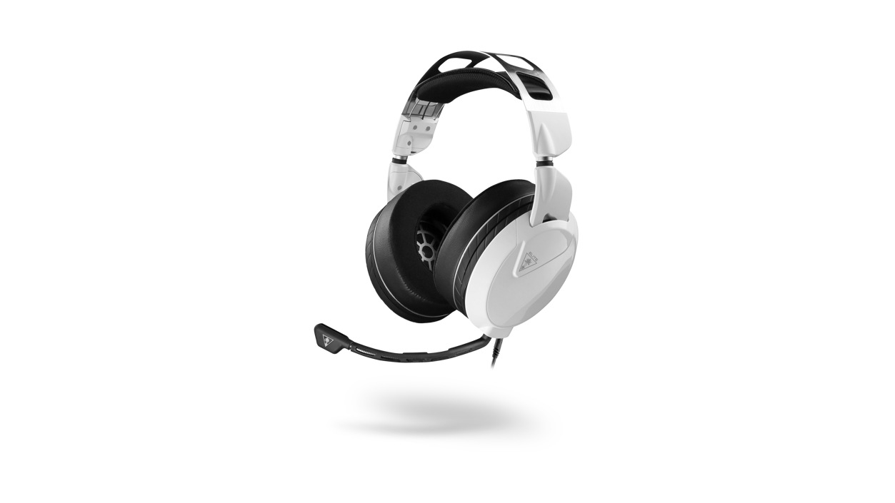 Left sided view of the Turtle Beach Elite Pro 2 Performance Gaming Headset White version