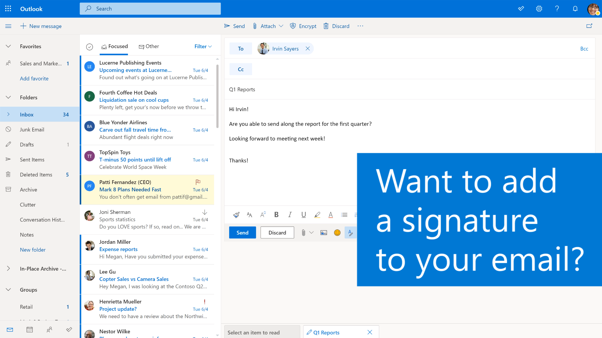 Tạo chữ ký và trả lời tự động - Hỗ trợ của Microsoft