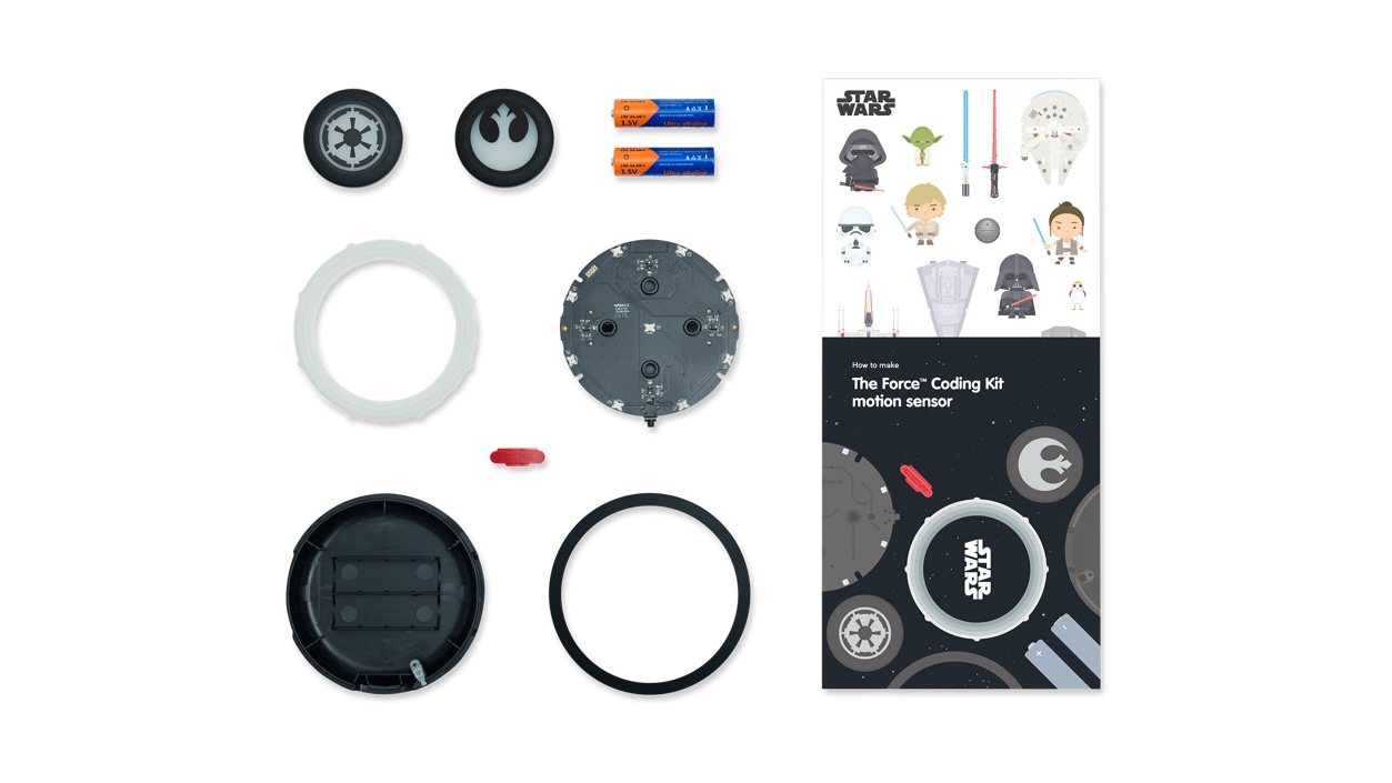 Top down view of the Kano The Force Coding Kit parts